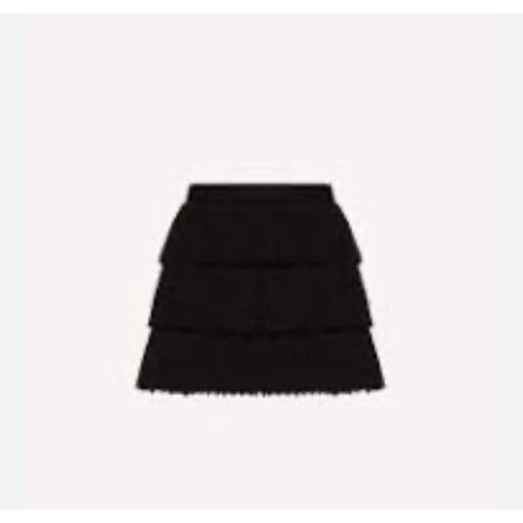 REDValentino NEW Fringes Detail Wool Cashmere Skirt In Black Size 40 - Picture 3 of 15